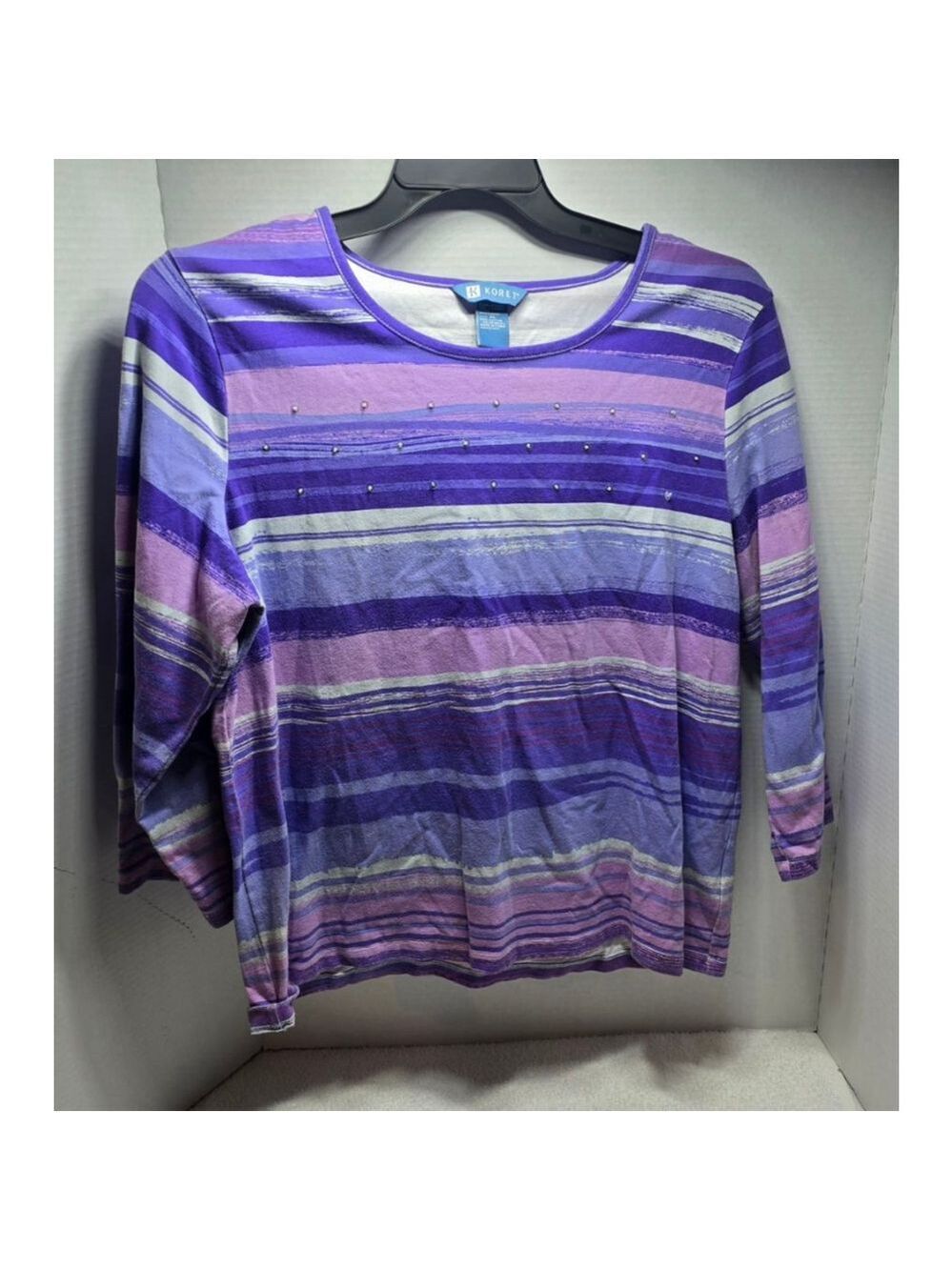 Women's Koret Purple Striped Long Sleeve Tee XL